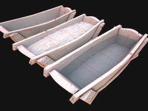 Medieval Trough with Water and Feed for Livestock 3D Model