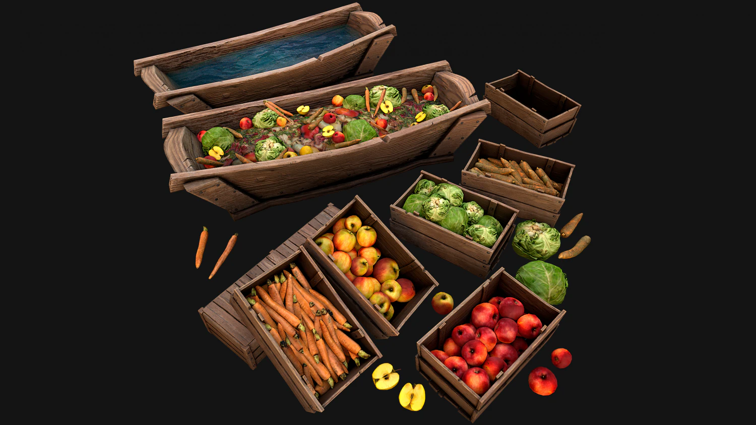 Trough With Water and food Farm Feed Slop 3D Model .c4d .max .obj .3ds .fbx .stl .blend 