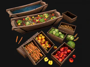 물과 음식이 있는 여물통 농장 사료 슬로프 3D 모델