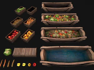 Trough With Water and food Farm Feed Slop 3D Model