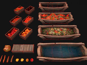 Trough With Water and food Farm Feed Slop 3D Model