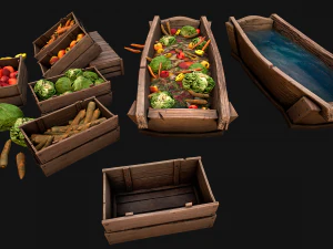 Trough With Water and food Farm Feed Slop 3D Model