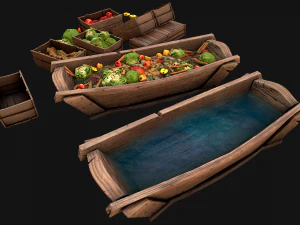 Trough With Water and food Farm Feed Slop 3D Model