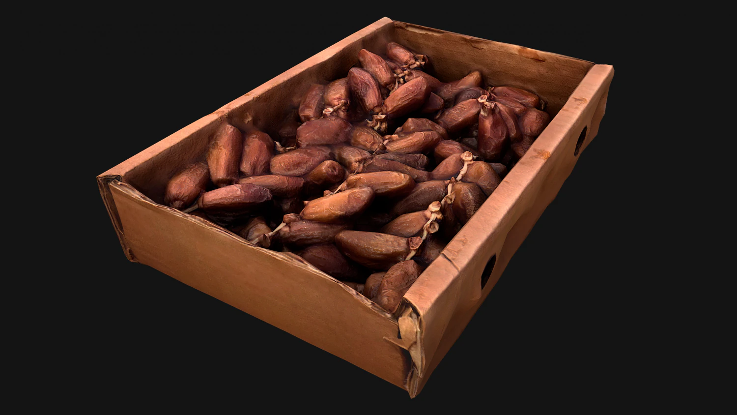 Dates Box Dried Fruits 3D Model .c4d .max .obj .3ds .fbx .stl .blend 