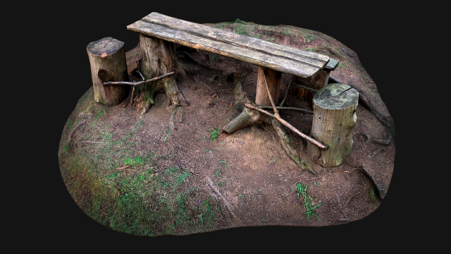 Medieval Wooden Bench and Table in the Mountains Model 3D .c4d .max .obj .3ds .fbx .stl .blend 