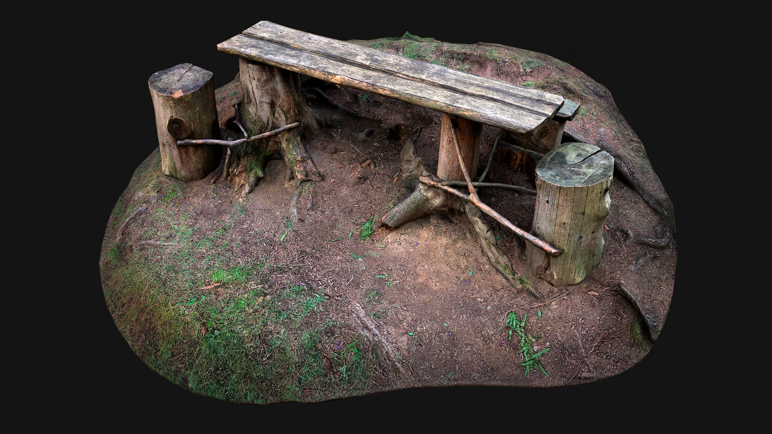 Medieval Wooden Bench and Table in the Mountains 3D Model .c4d .max .obj .3ds .fbx .stl .blend 