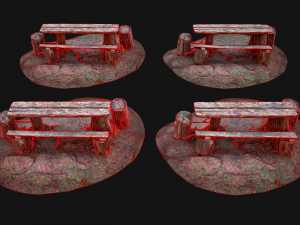 Wooden Table Bench Stump resting place in the Forest Model 3D