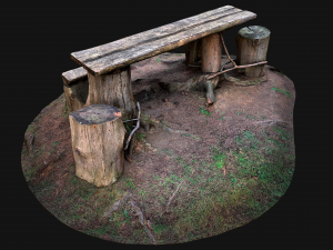 Wooden Table Bench Stump resting place in the Forest Model 3D