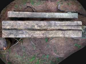 Wooden Table Bench Stump resting place in the Forest Model 3D