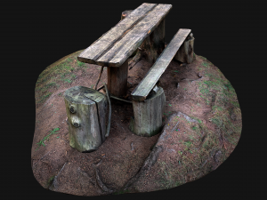 Wooden Table Bench Stump resting place in the Forest Model 3D
