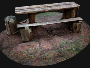 Wooden Table Bench Stump resting place in the Forest Model 3D