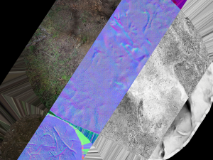 Wooden Table Bench Stump resting place in the Forest Model 3D