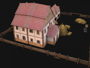 Medieval Stable Farm House 3D Model