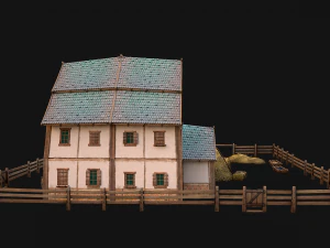 Medieval Stable Farm House 3D Model