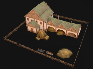 Medieval Stable Farm House 3D Model