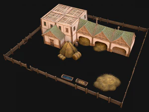 Medieval Stable Farm House 3D Model