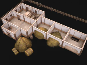 Medieval Stable Farm House 3D Model