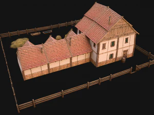 Medieval Stable Farm House 3D Model