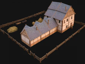 Medieval Stable Farm House 3D Model