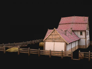 Medieval Stable Farm House 3D Model