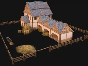 Medieval Stable Farm House 3D Model