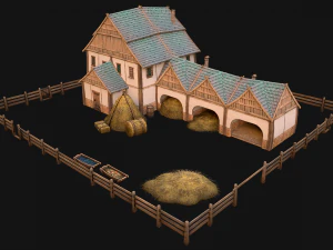 Medieval Stable Farm House 3D Model