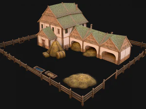 Medieval Stable Farm House 3D Model