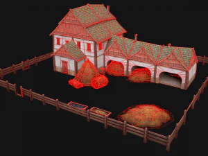 Medieval Stable Farm House 3D Model