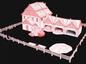Medieval Stable Farm House 3D Model