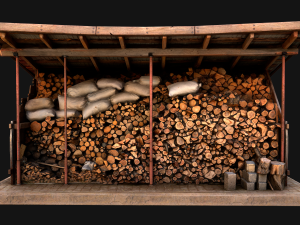 Fire Wood Storage Shelters Medieval Barn Warehouse Model 3D