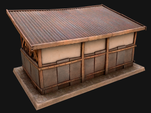 Fire Wood Storage Shelters Medieval Barn Warehouse Model 3D