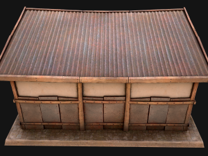 Fire Wood Storage Shelters Medieval Barn Warehouse Model 3D