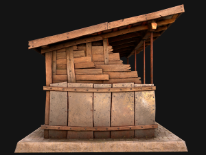 Fire Wood Storage Shelters Medieval Barn Warehouse Model 3D
