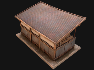 Fire Wood Storage Shelters Medieval Barn Warehouse Model 3D