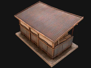 Fire Wood Storage Shelters Medieval Barn Warehouse 3D Model