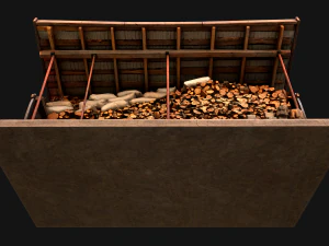 Fire Wood Storage Shelters Medieval Barn Warehouse 3D Model