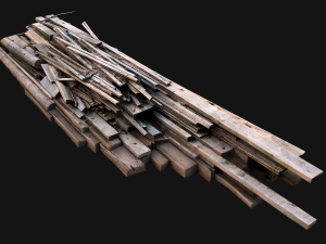 Pile of Planks Boards and Logs Firewood 3D Model