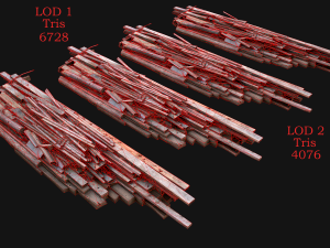 Pile of Planks Boards and Logs Firewood 3D 모델