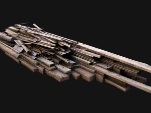 Pile of Planks Boards and Logs Firewood 3D Model