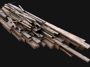 Pile of Planks Boards and Logs Firewood 3D 모델