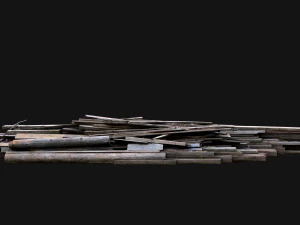 Pile of Planks Boards and Logs Firewood 3D Model