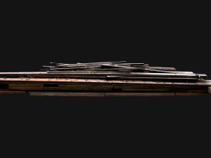 Pile of Planks Boards and Logs Firewood 3D Model