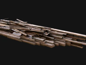 Pile of Planks Boards and Logs Firewood 3D Model