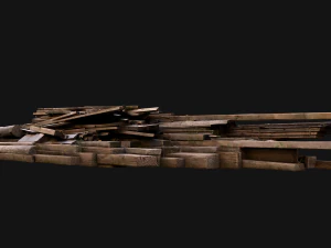 Pile of Planks Boards and Logs Firewood 3D Model