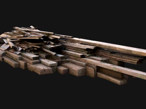 Pile of Planks Boards and Logs Firewood 3D Model