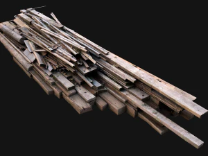 Pile of Planks Boards and Logs Firewood 3D Model