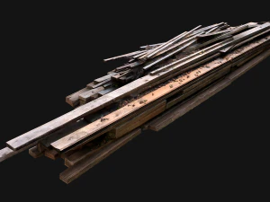 Pile of Planks Boards and Logs Firewood 3D Model