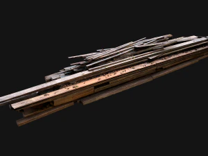 Pile of Planks Boards and Logs Firewood 3D Model
