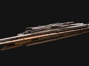 Pile of Planks Boards and Logs Firewood 3D Model