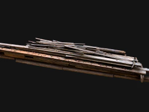 Pile of Planks Boards and Logs Firewood 3D Model
